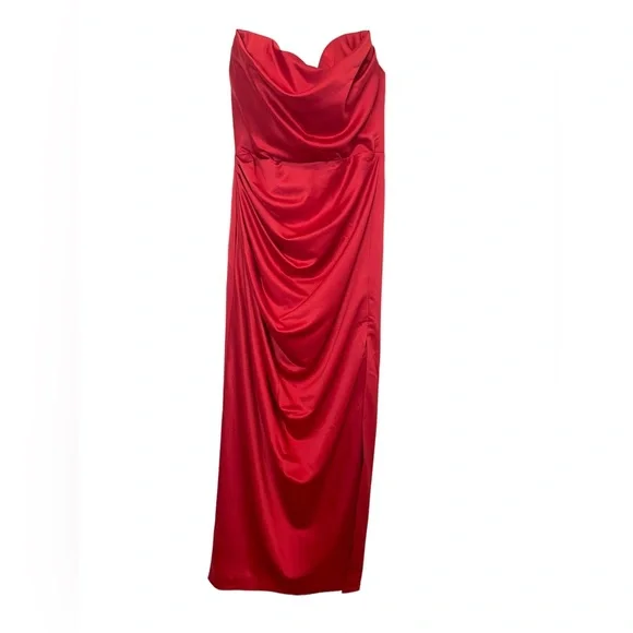 House of CB Adrienne Dress Red Satin Strapless Gown Sexy Romantic NWT Sz XL - Picture 7 of 16